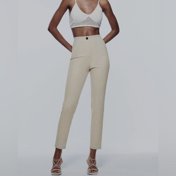 Zara Tan Faux Suede Leggings - Picture 1 of 7